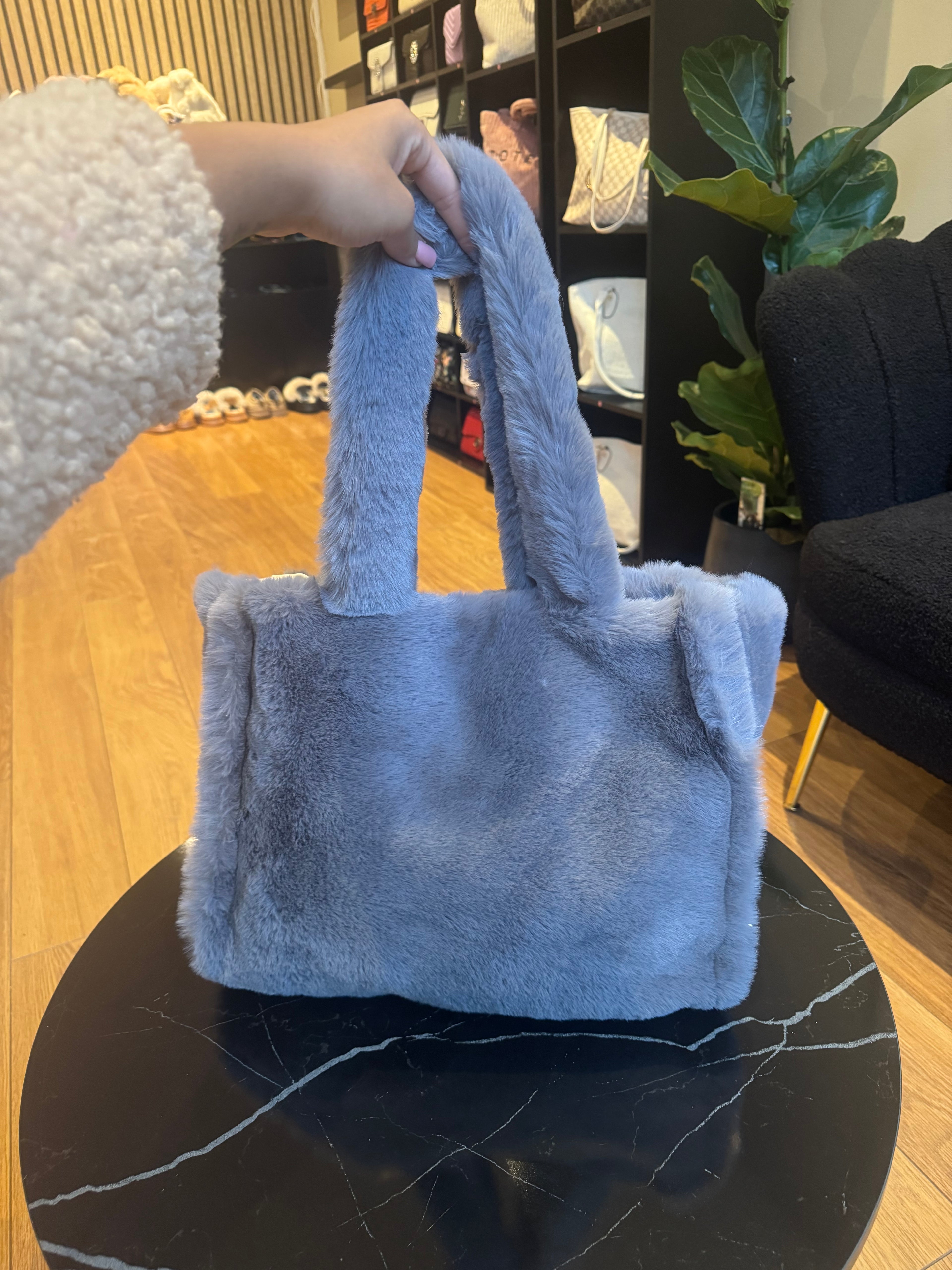 Fluffy Tas Grijs Vierkant