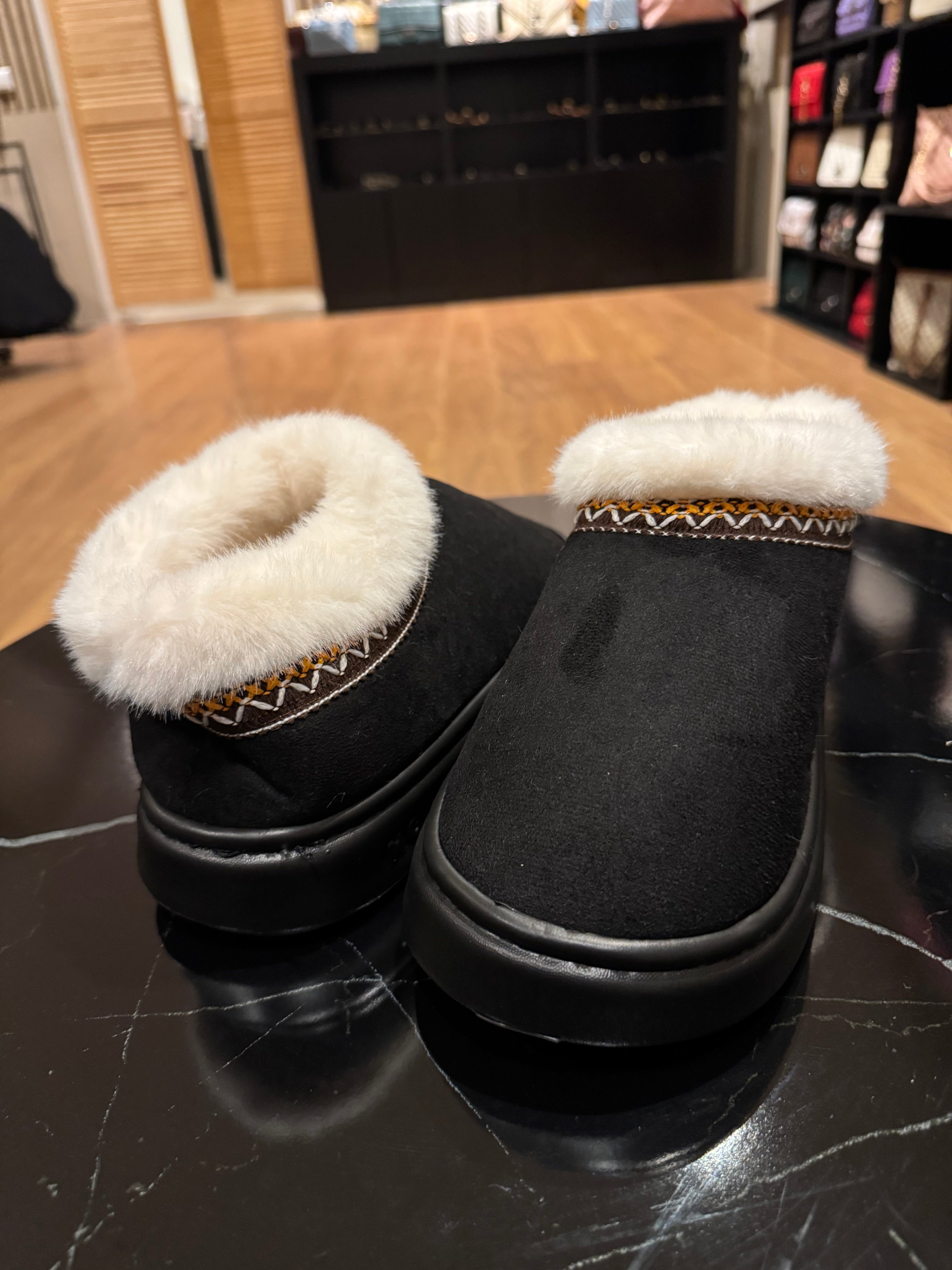 Pantoffels Zwart Bont Lookalike