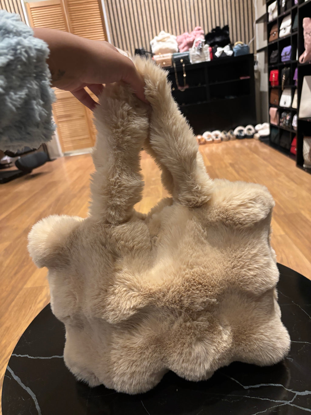 Khaki Fluffy Tas