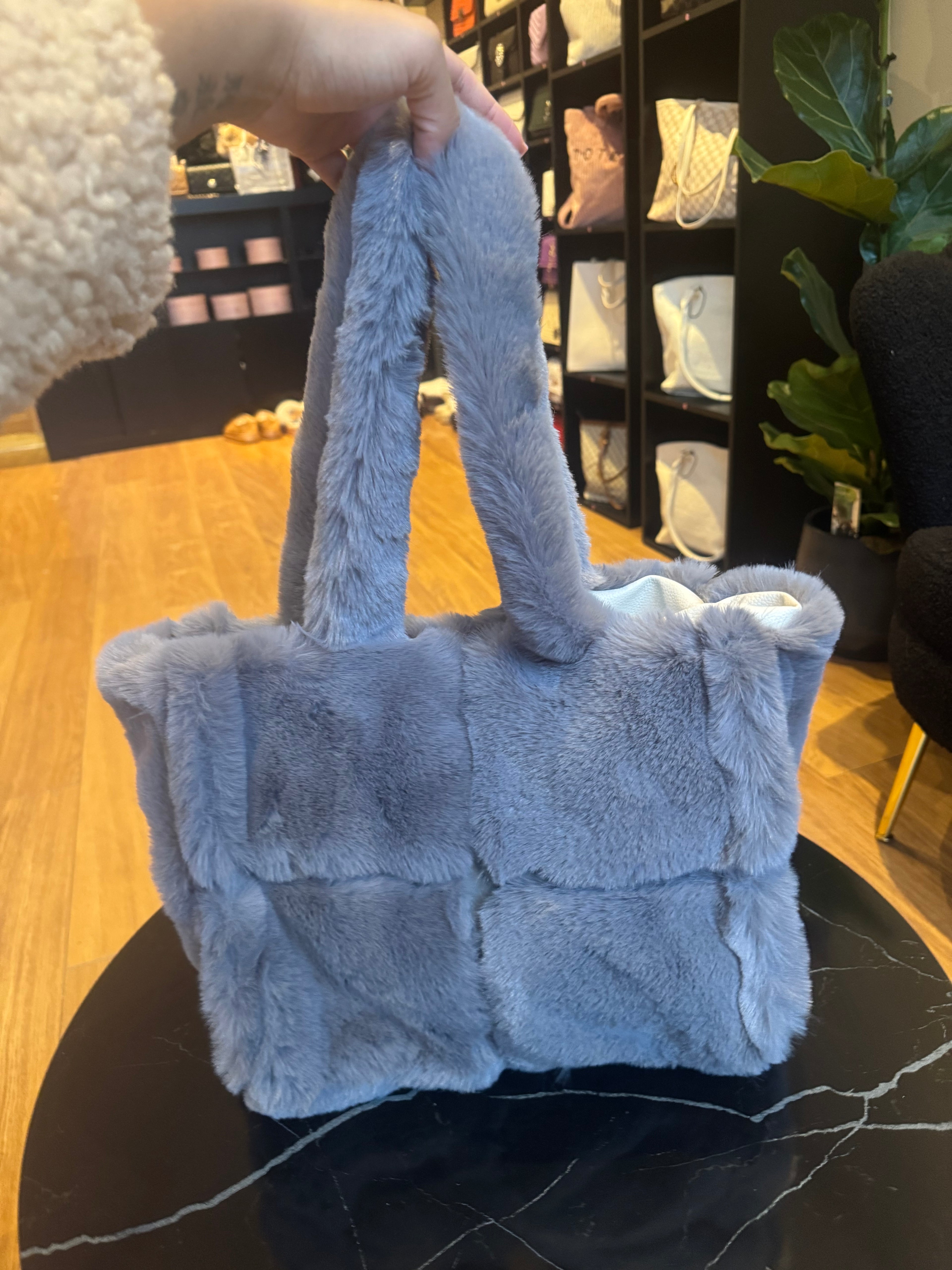 Fluffy Tas Grijs Vierkant