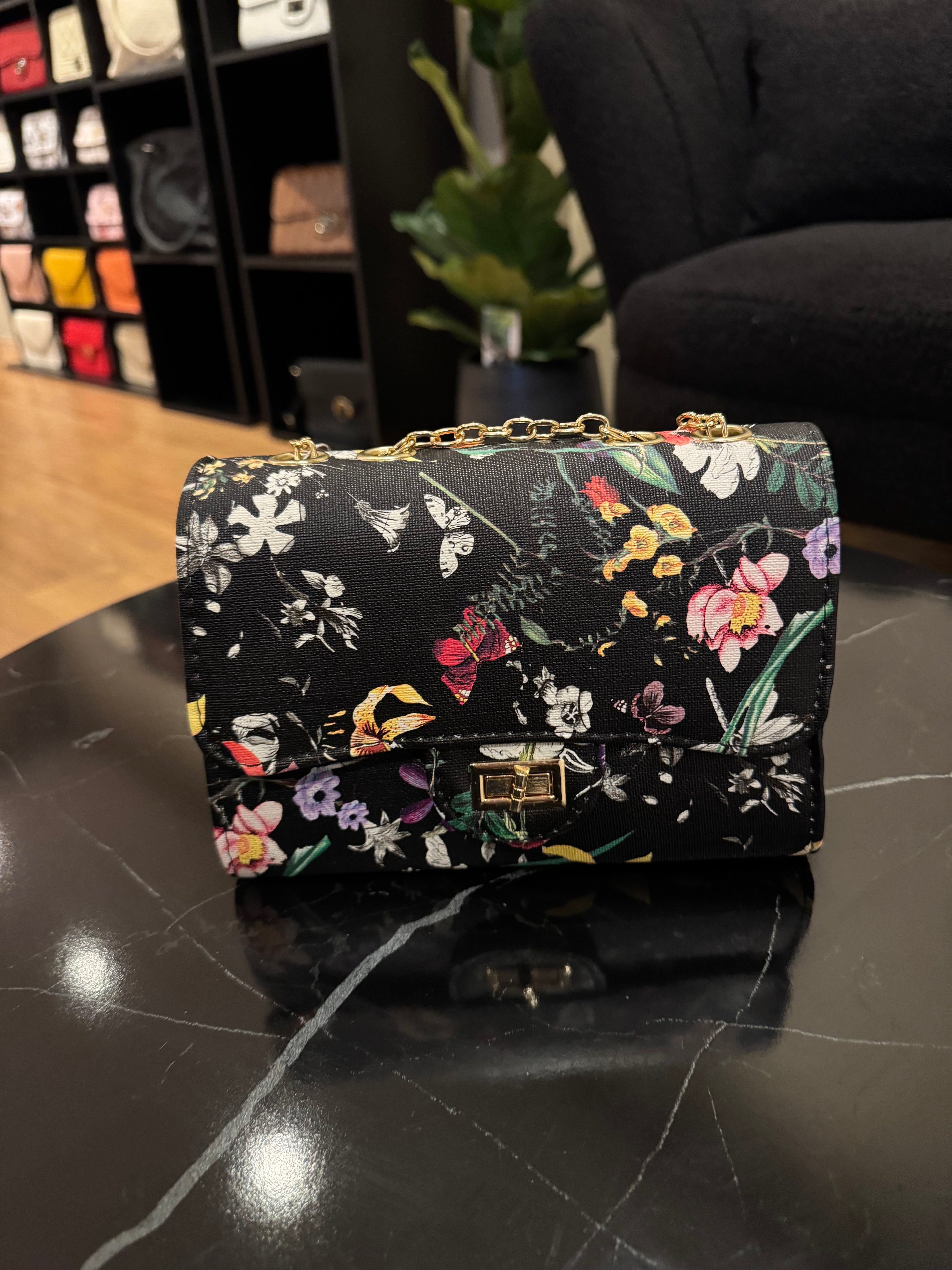 Black Flower Purse