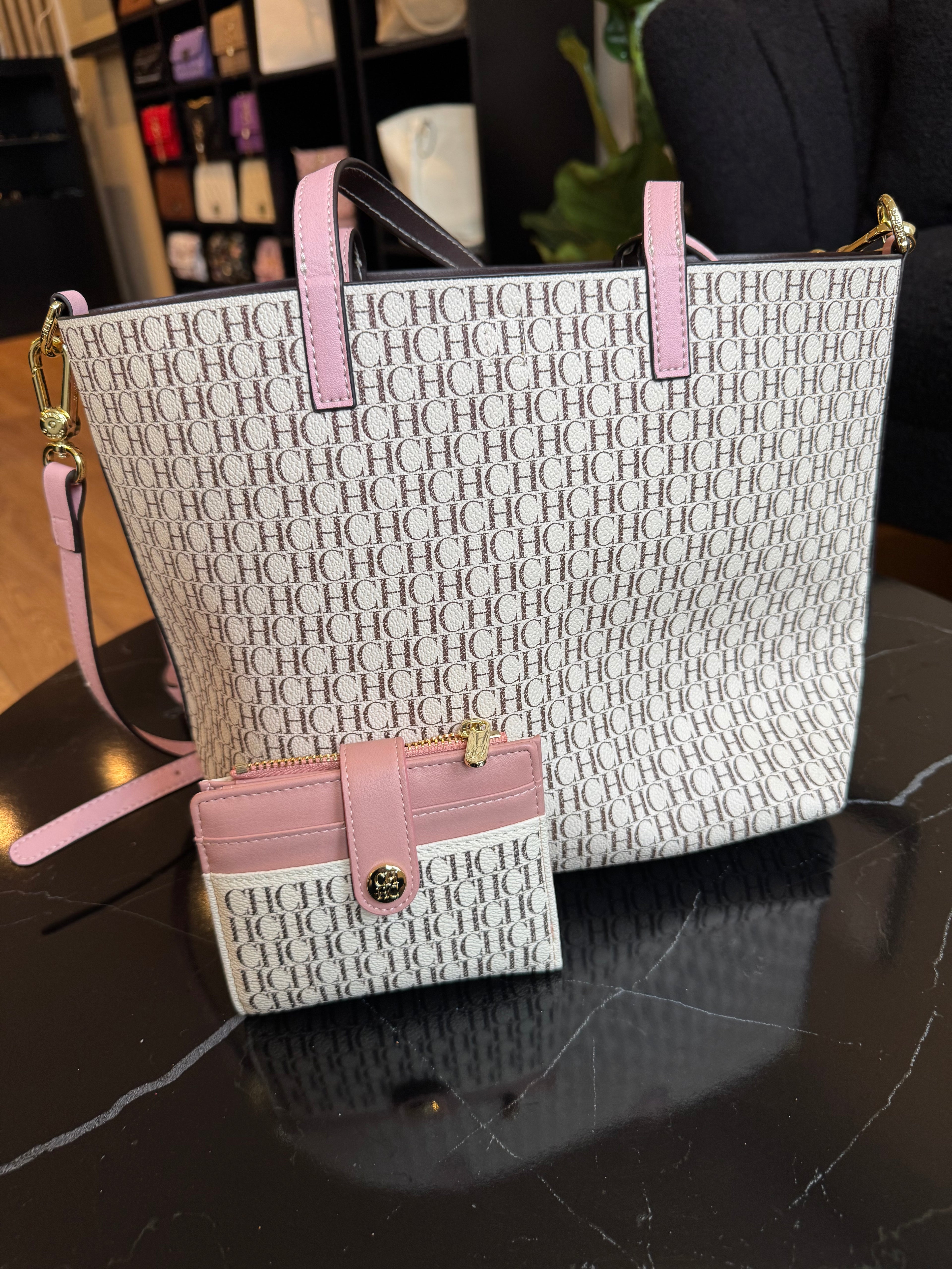 CH Logo Bag Pink And Cream With Wallet