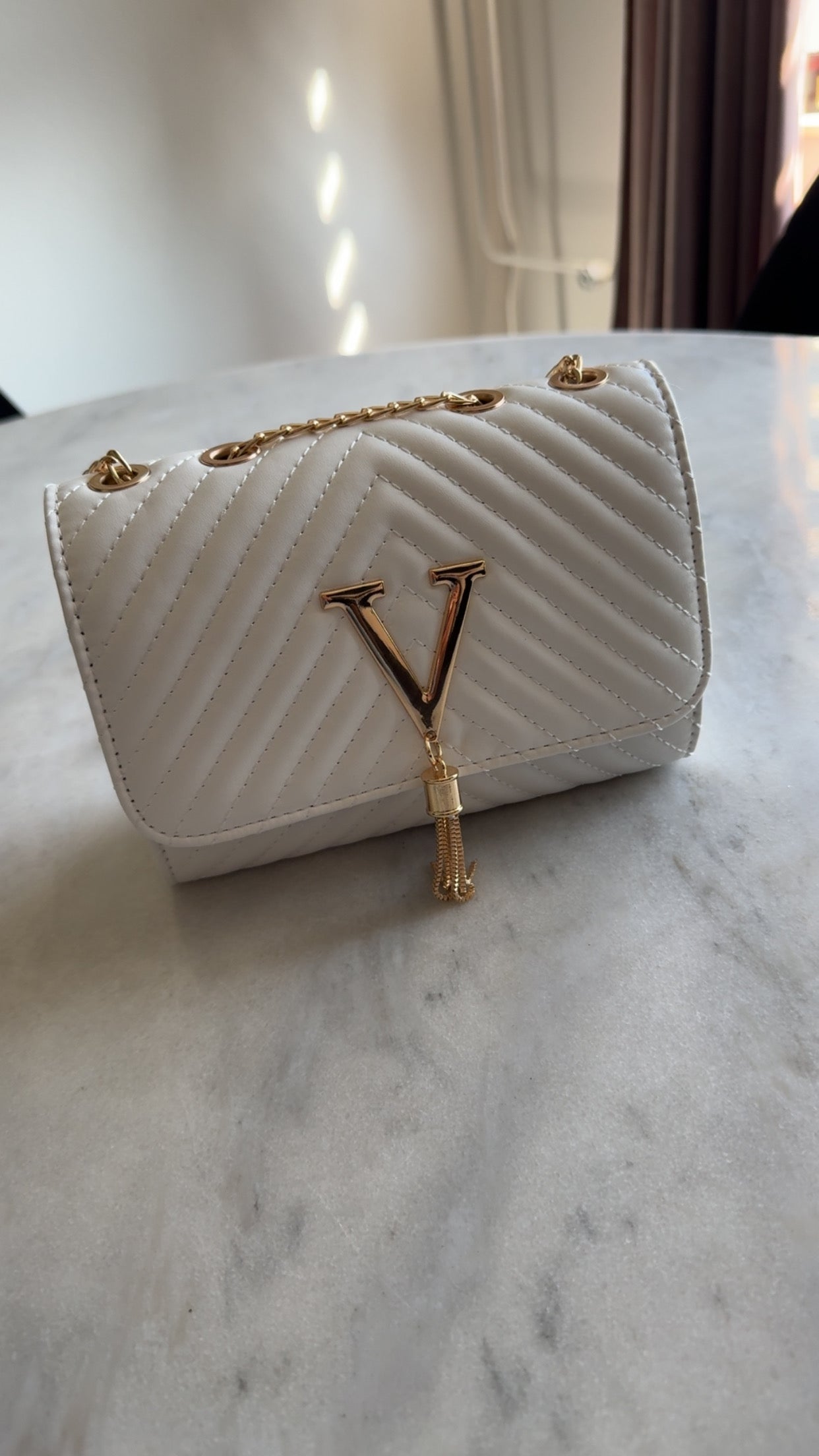 V Purse White