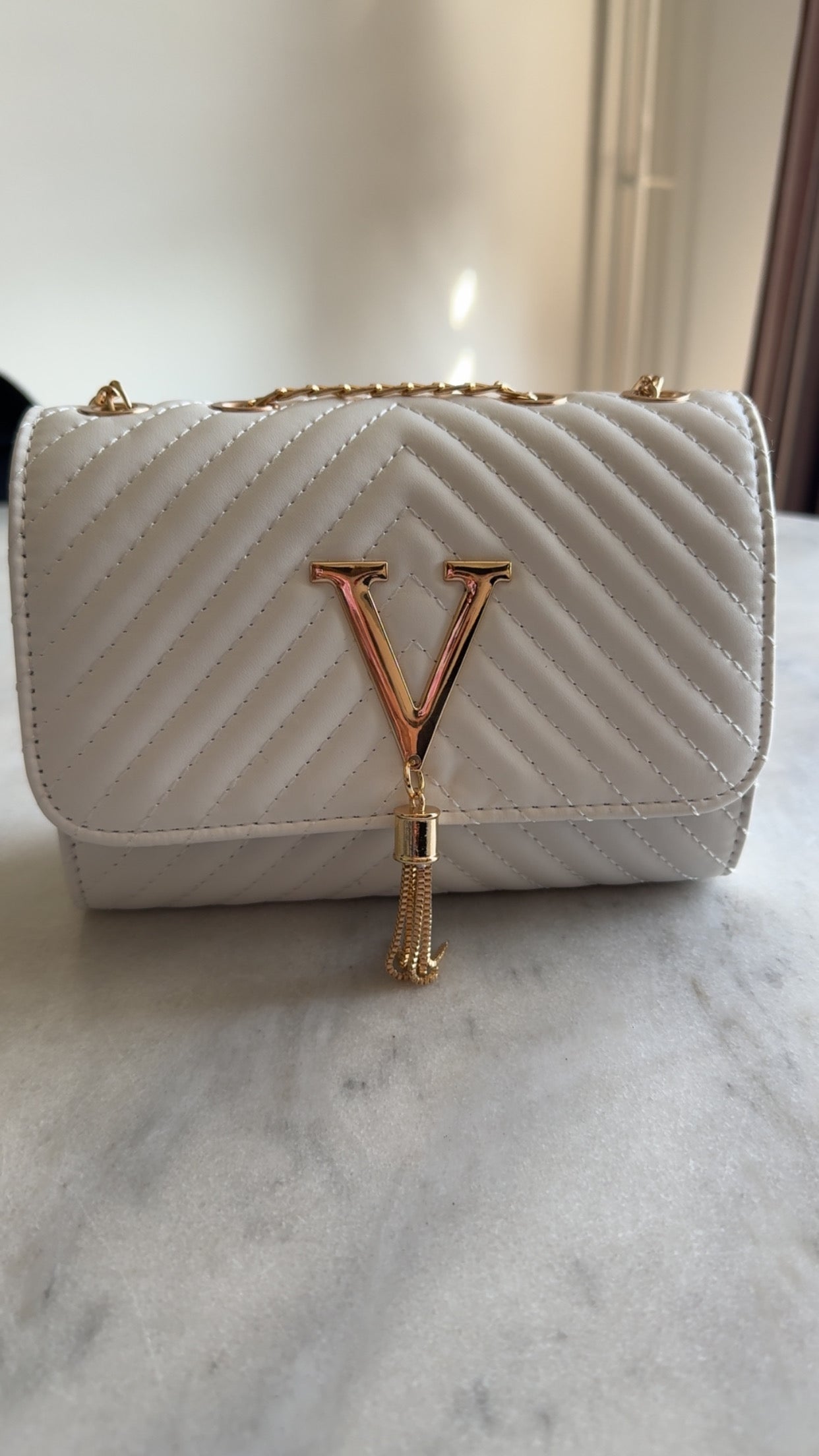 V Purse White