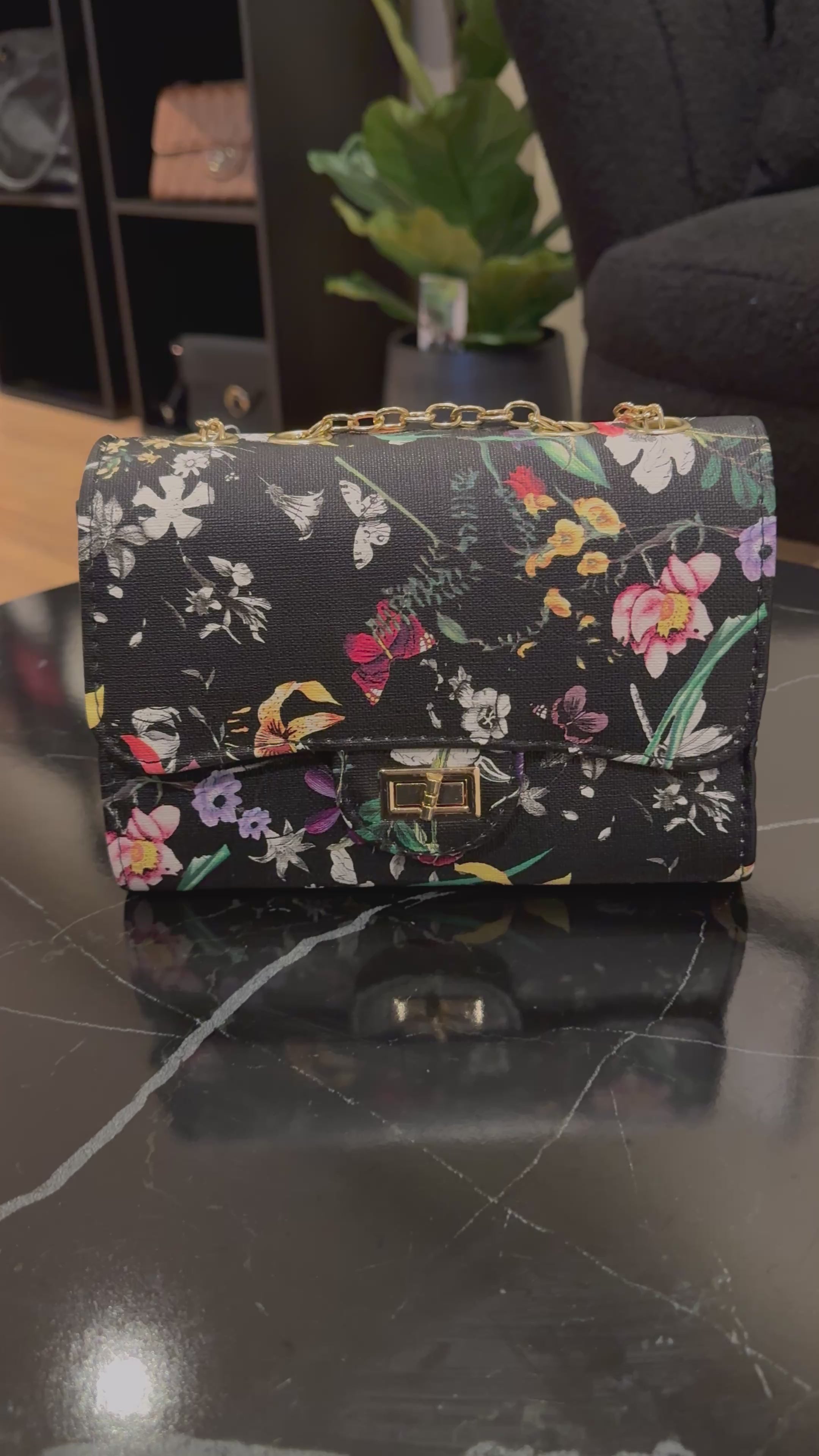 Black Flower Purse