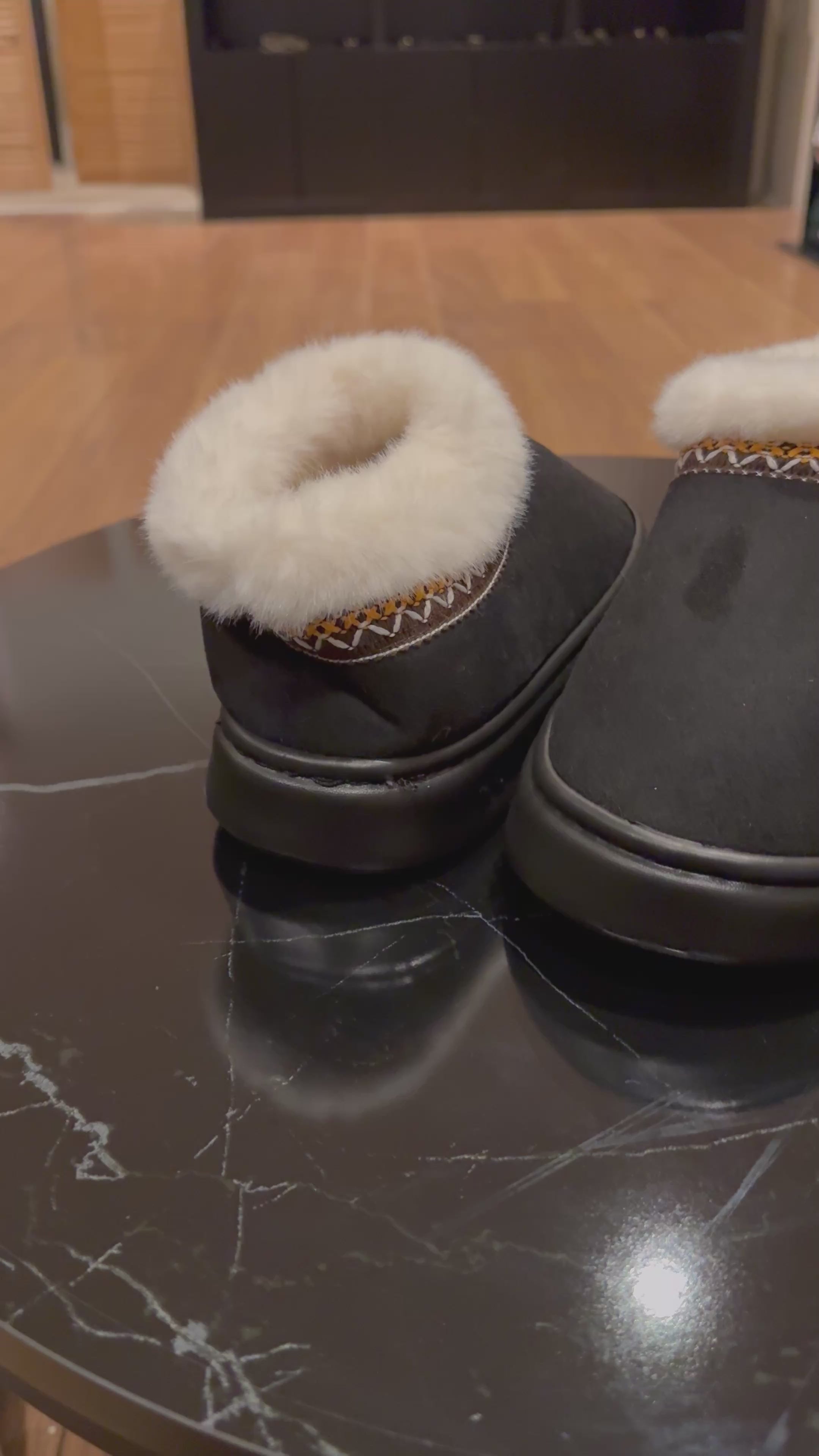 Pantoffels Zwart Bont Lookalike