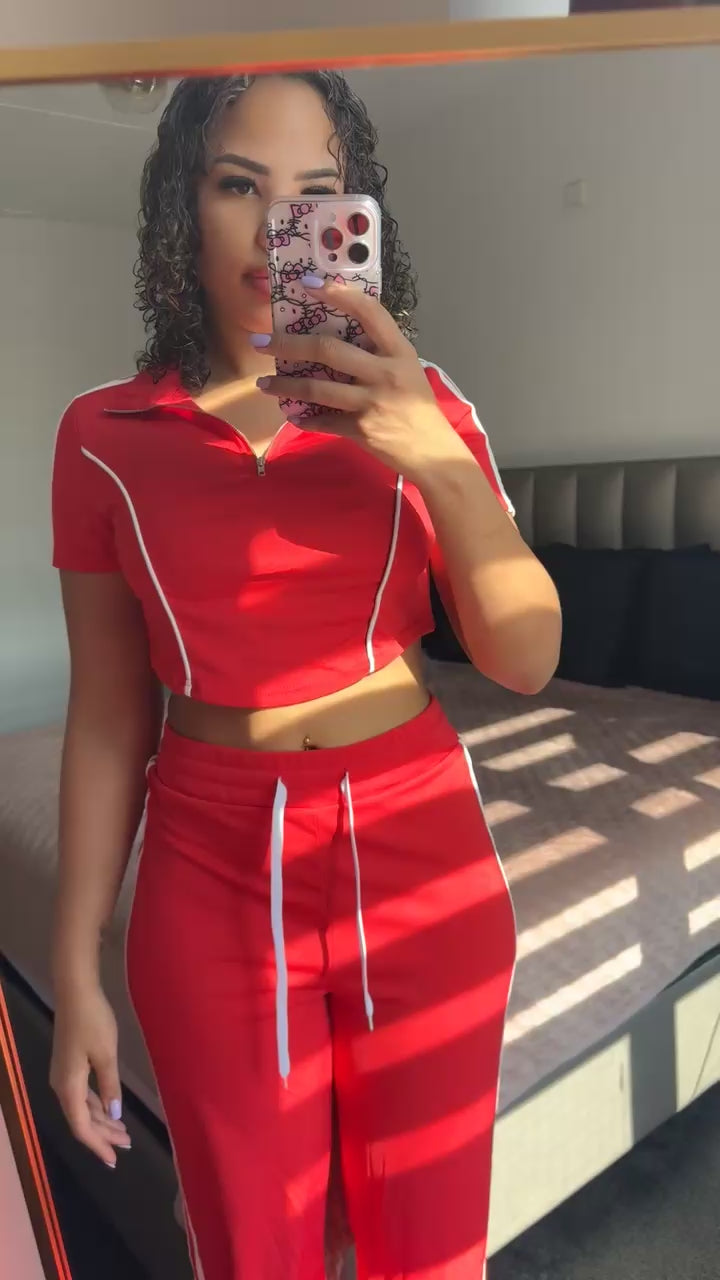 Red Striped Tracksuit