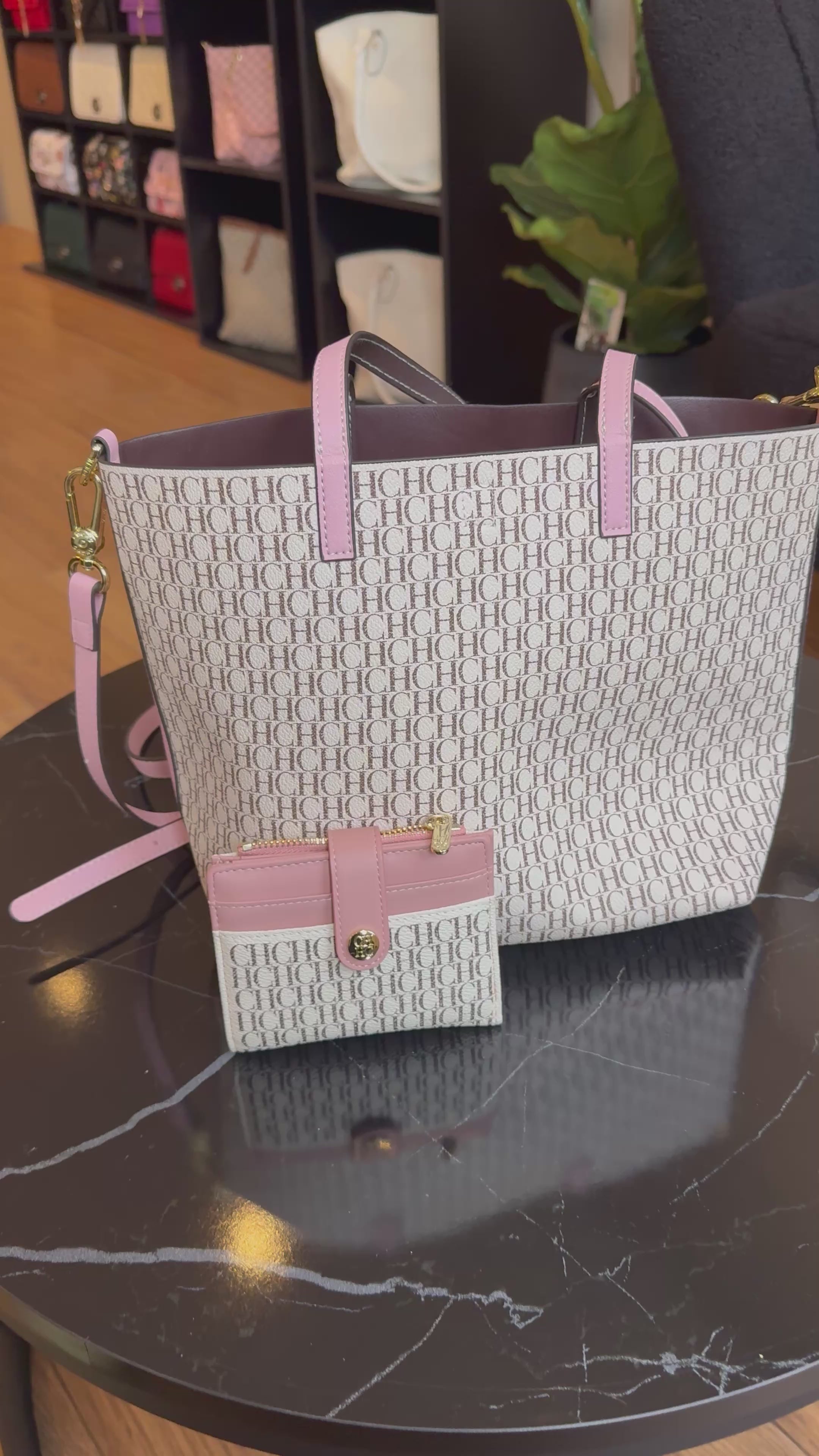 CH Logo Bag Pink And Cream With Wallet