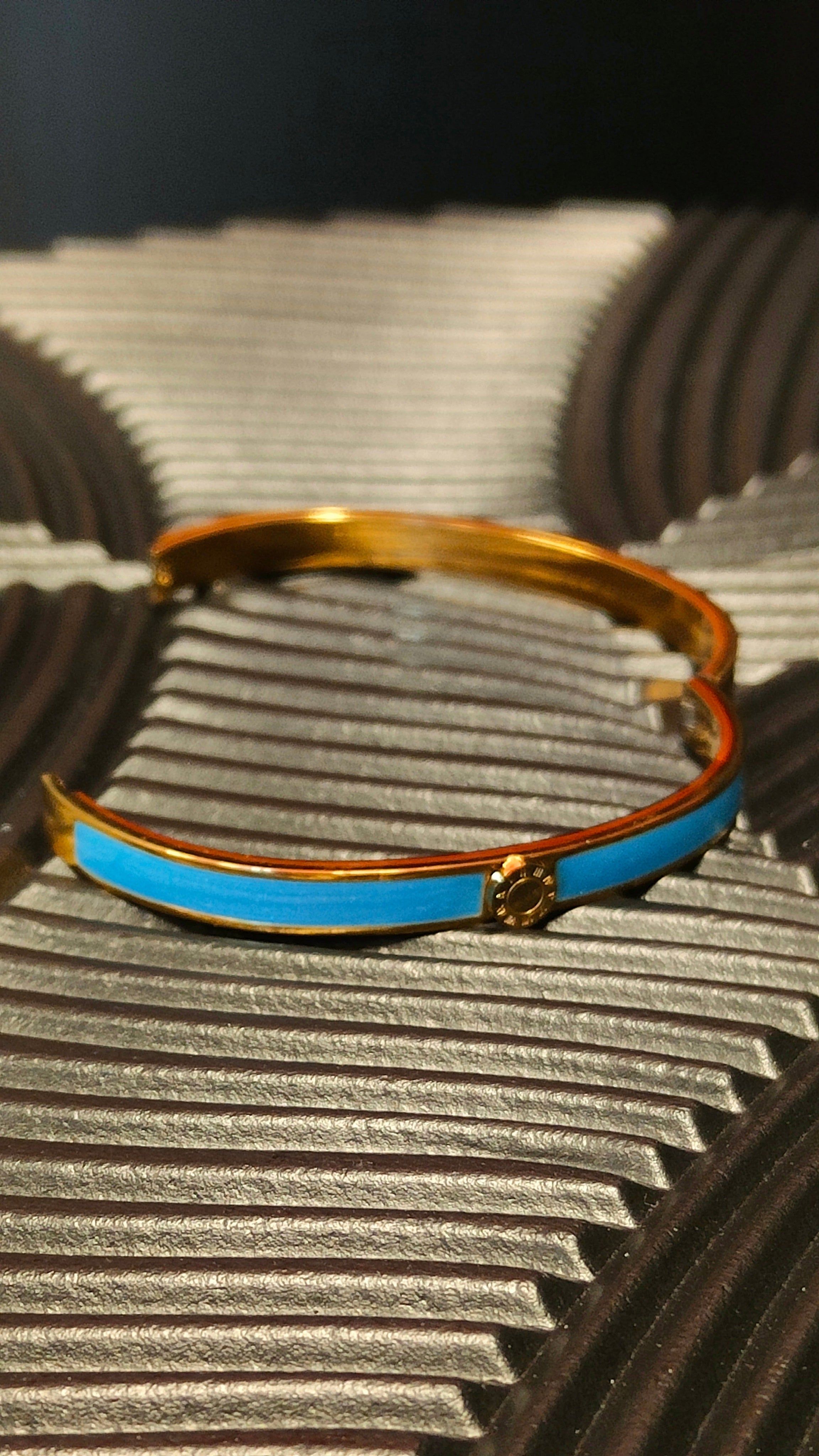 Armband Inlay Blue Roman Numbers - Goud kleurig