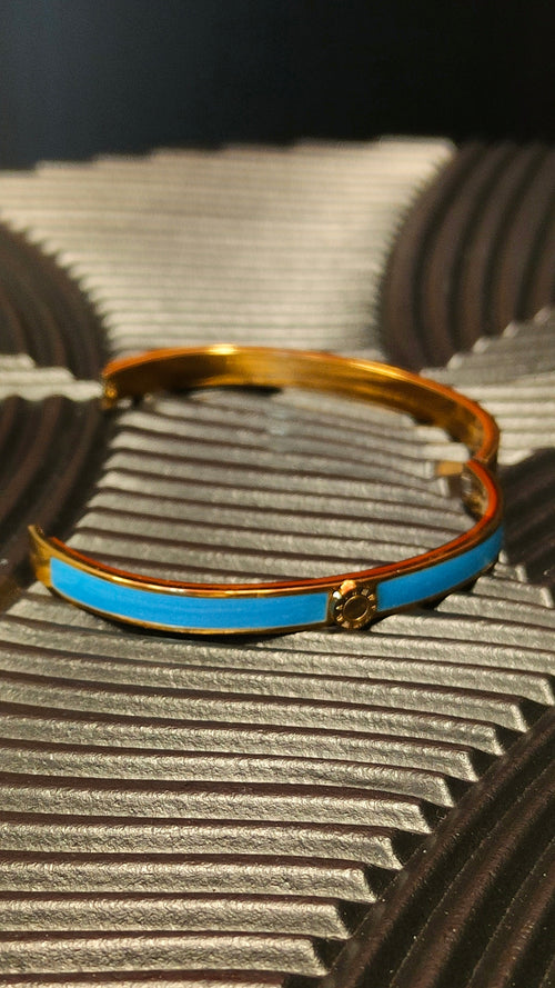 Armband Inlay Blue Roman Numbers - Goud kleurig