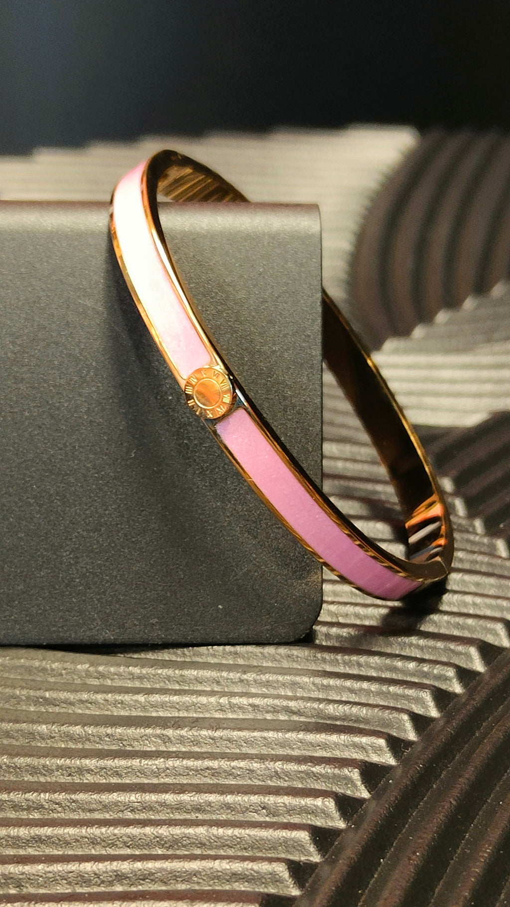 Armband Inlay Pink Roman Numbers - Goud kleurig
