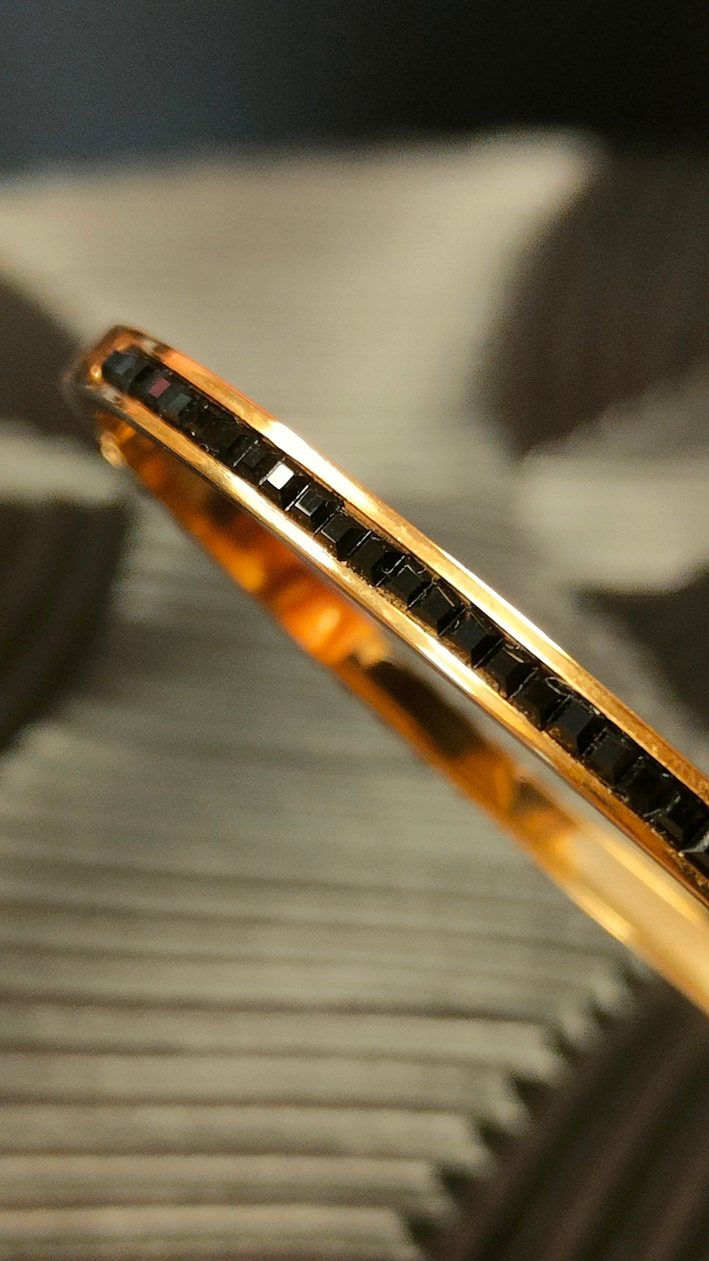 Armband Diamond look inlay Black - Goud kleurig