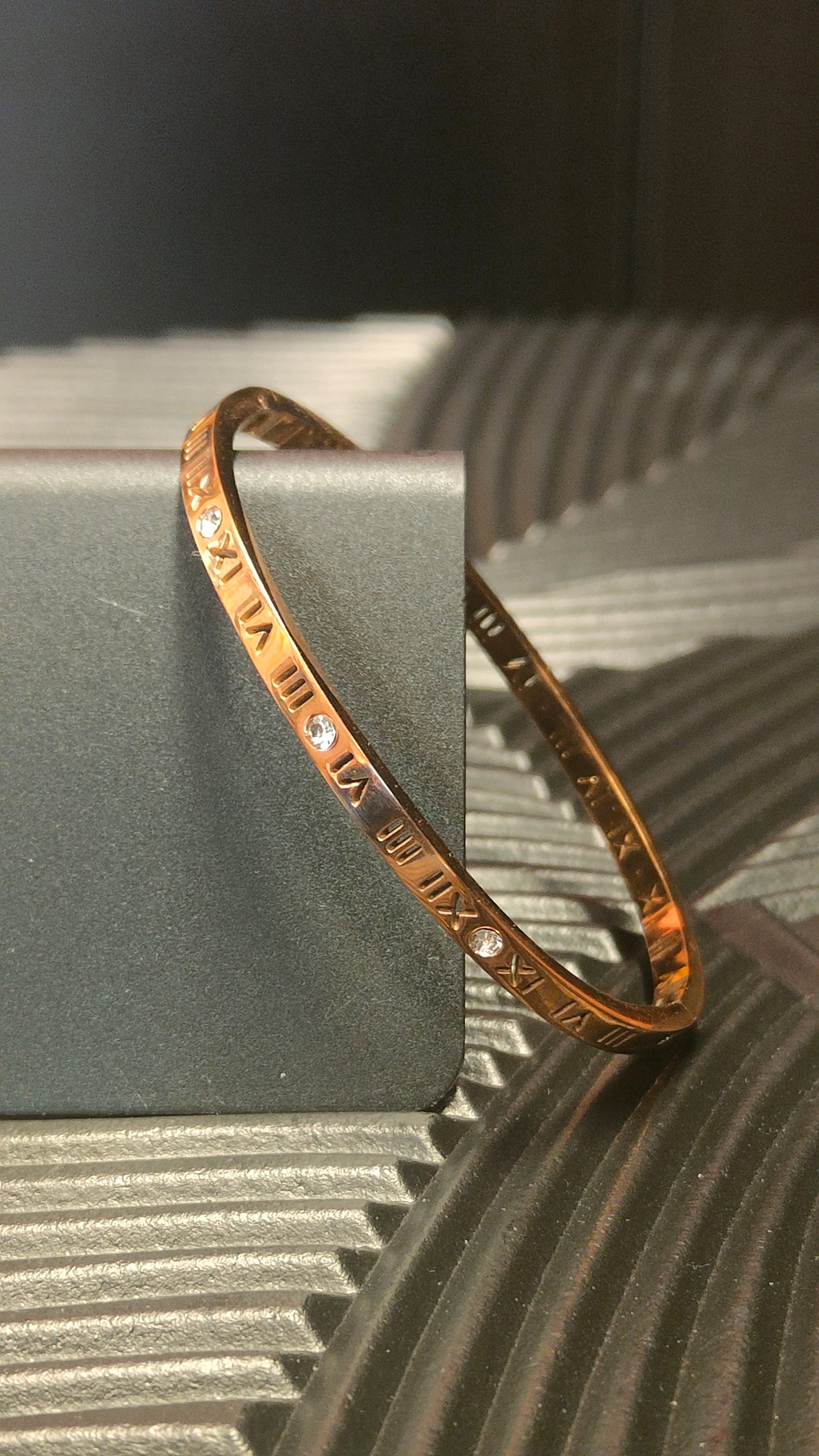 Armband Roman Numbers - Diamond look- Rosegoud kleurig