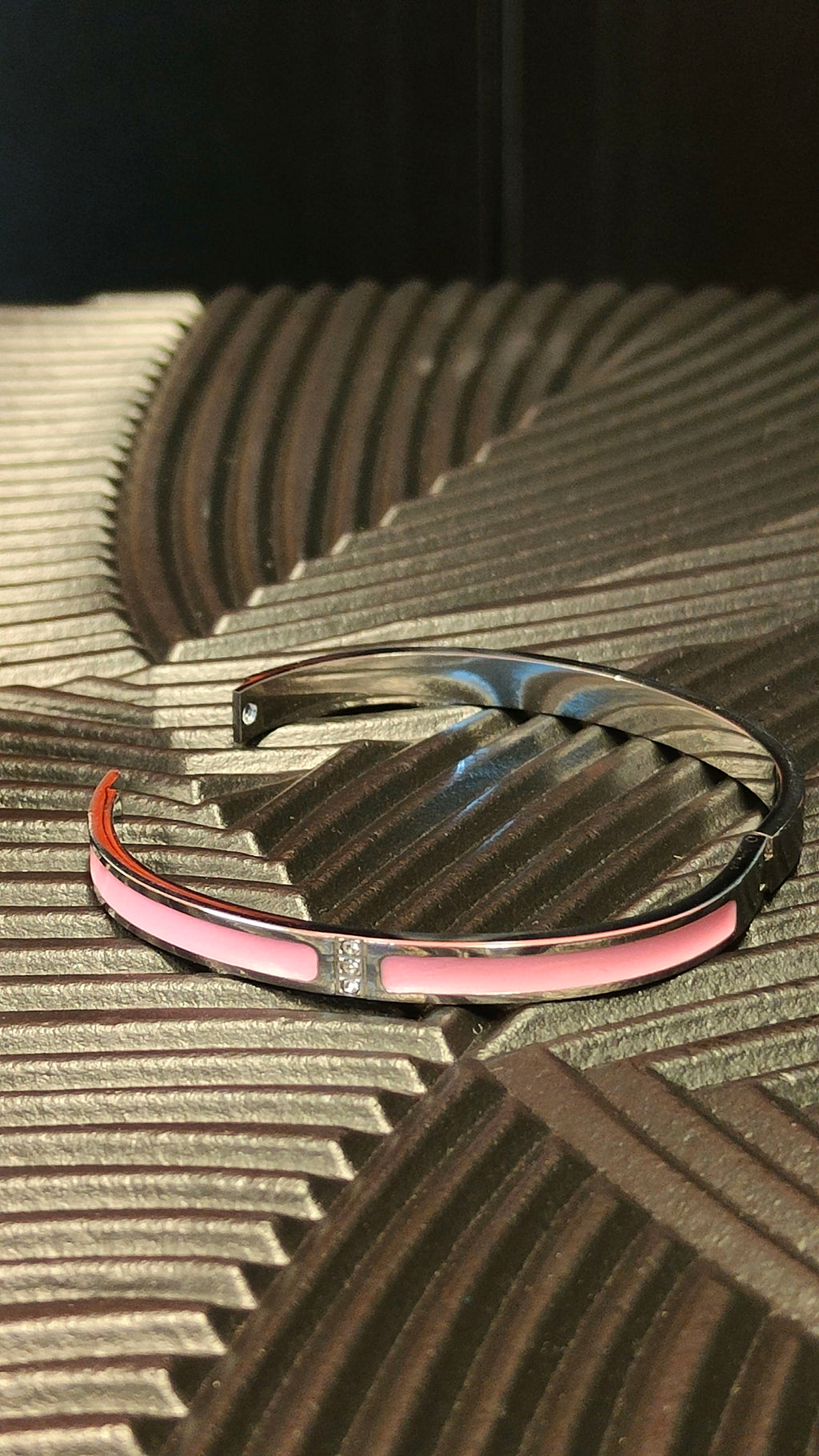 Armband Inlay Pink 3 Diamond look- zilver kleurig