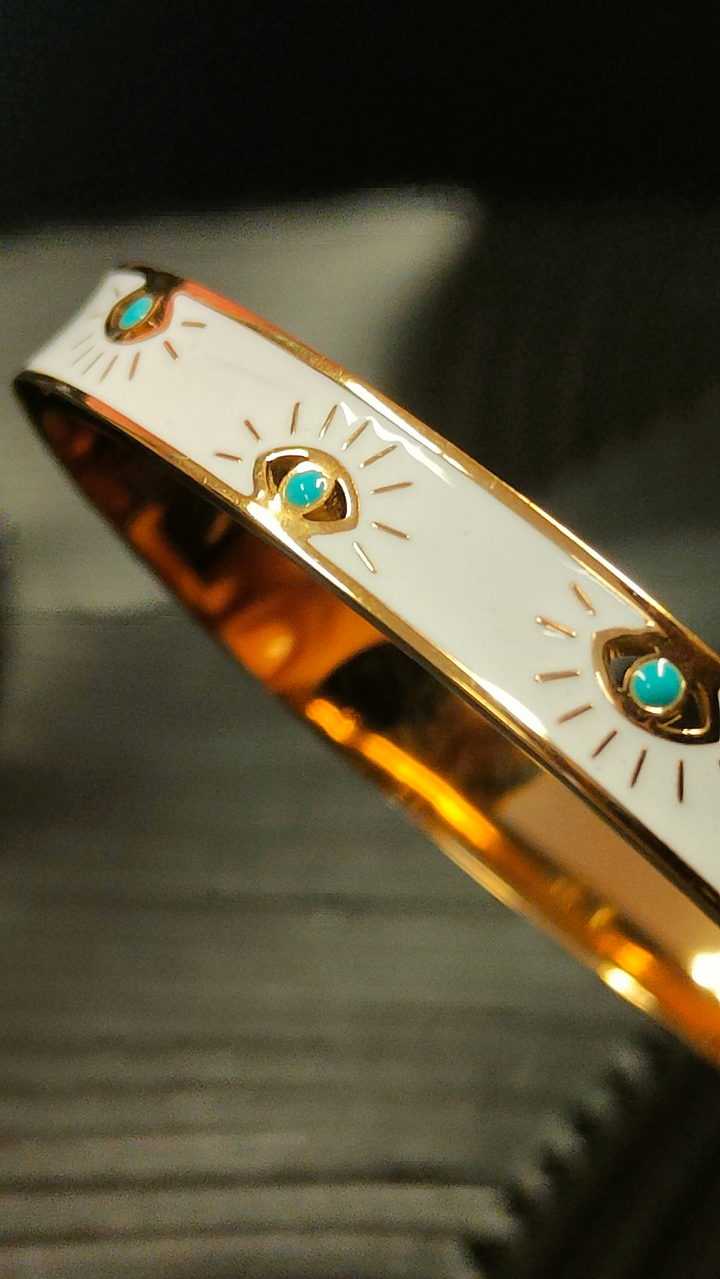 Armband Inlay Eyes White - Goud kleurig