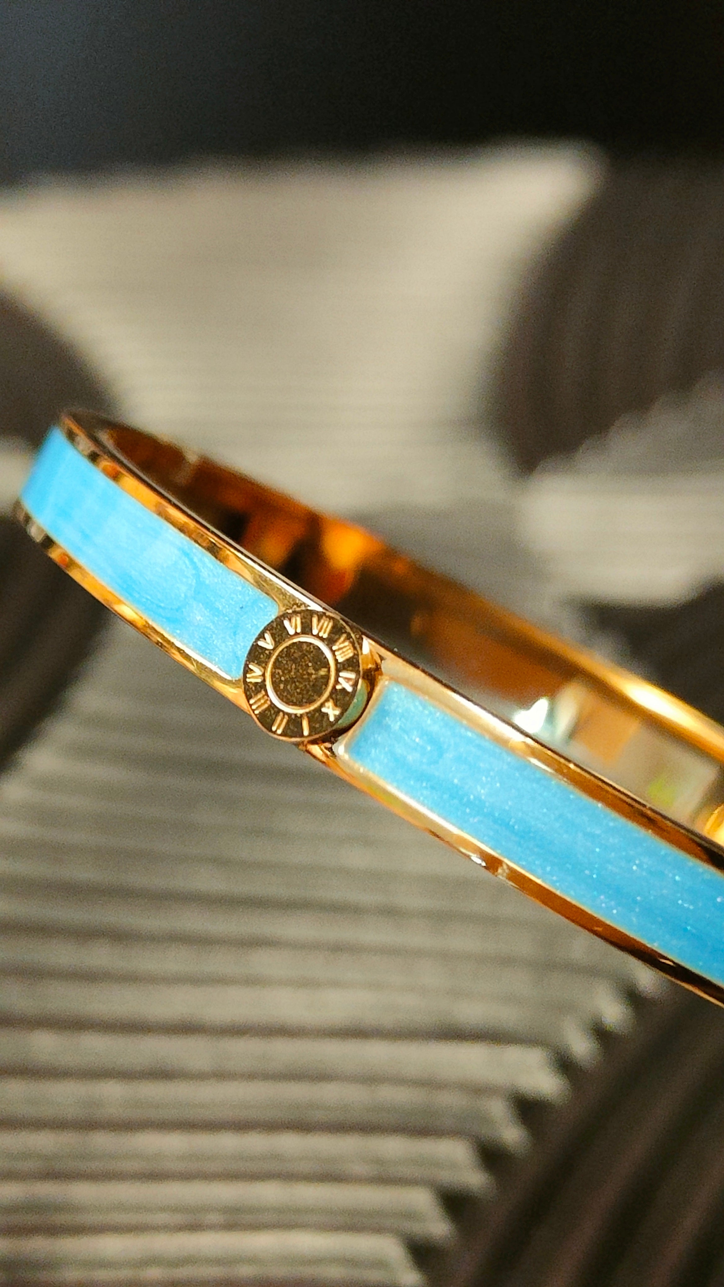 Armband Inlay Blue Roman Numbers - Goud kleurig