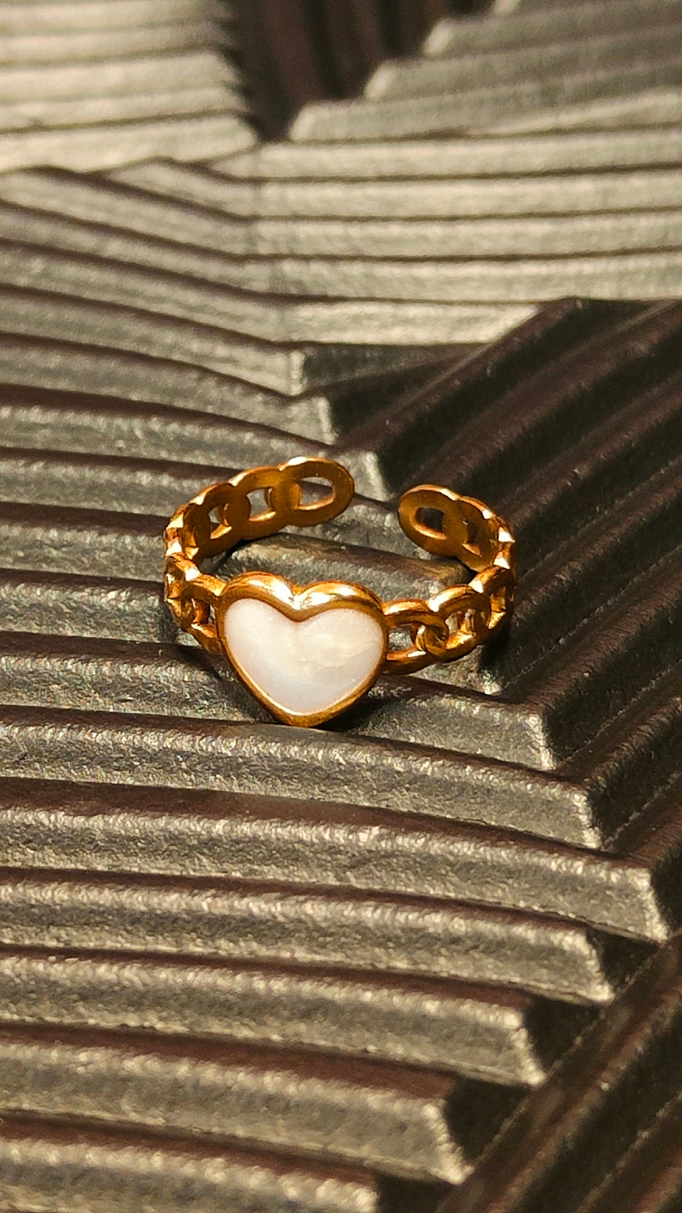Ring White Heart Verstelbaar