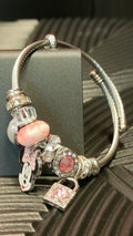 Armband Wire - Mini mouse, lock & pink hangers - zilver kleurig