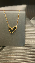 Ketting Inlay Heart Black- Goud kleurig
