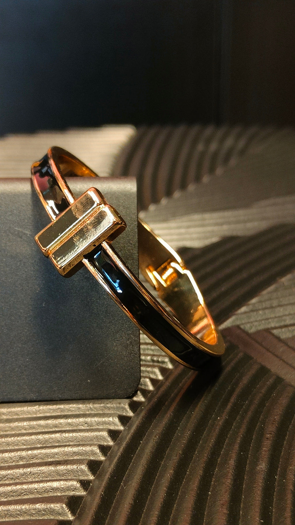 Armband Goldbar - Inlay Black - Goud kleurig
