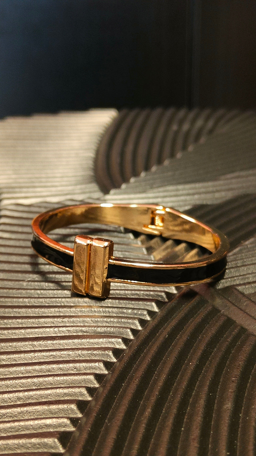 Armband Goldbar - Inlay Black - Goud kleurig