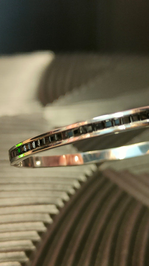 Armband Diamond look inlay Black - zilver kleurig