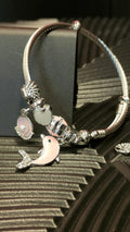 Armband Wire - Dolphin, Oyster & sea hangers - zilver kleurig