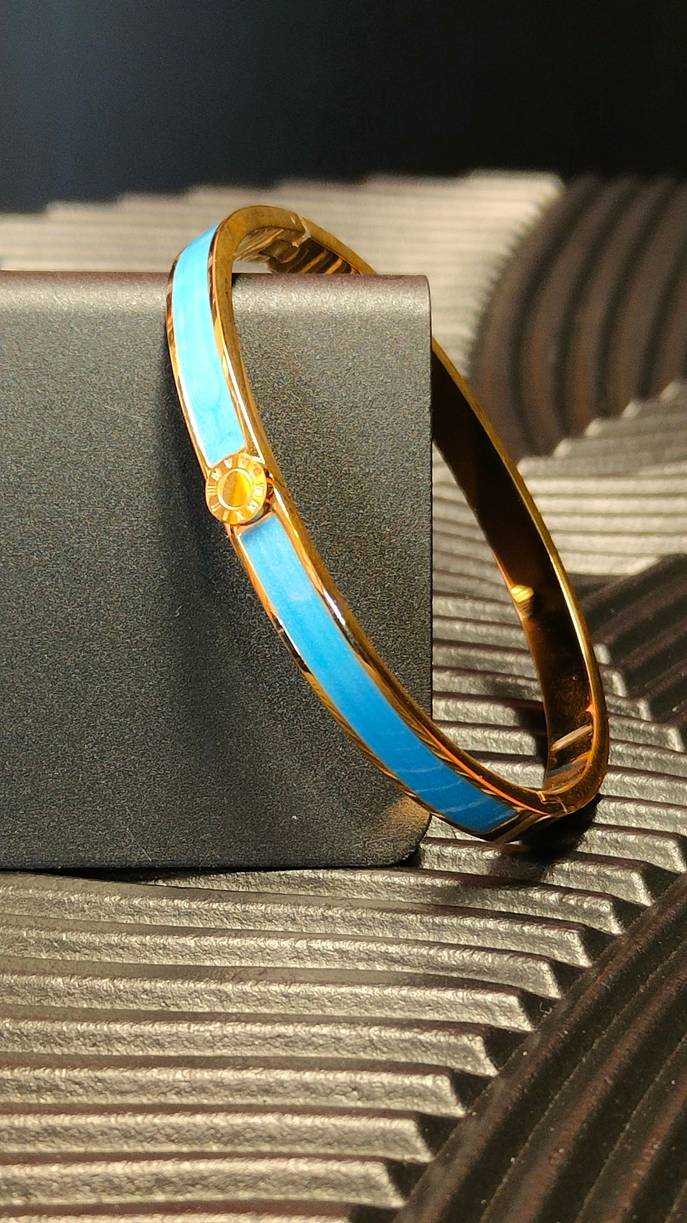 Armband Inlay Blue Roman Numbers - Goud kleurig